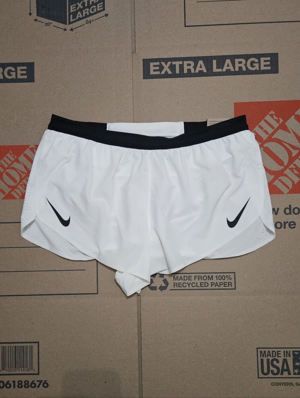 Nike AeroSwift Dri Fit White Black Running Shorts